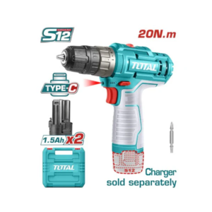 TALADRO INALAMBRICO 3/8 12V INCLUYE DOS BATERIA ION DE LITIO CARGADOR NO INCLUIDO TOTAL (TDLI12202)