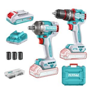 COMBO INALAMBRICO TALADRO 1/2" 66 NM + PISTOLA IMPACTO 1/2" 20V 400 N.M INCLUYE 2 BATERIAS 2.0AH , 1 CARGADOR Y ACCESORIOS SUPER TOTAL (UTCKLI20275)
