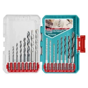 JUEGO DE BROCAS X 16 PZS PARA MURO, MADERA Y LAMINA CON VASTAGO EXAGONAL INDUSTRIAL TOTAL (UTACSDL11608)