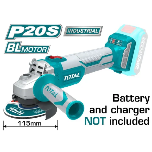 PULIDORA INALAMBRICA 4 1/2 INDUSTRIAL 20V BATERIA Y CARGADOR NO INCLUIDO MOTOR SIN ESCOBILLAS TOTAL (UTAGLI1152)