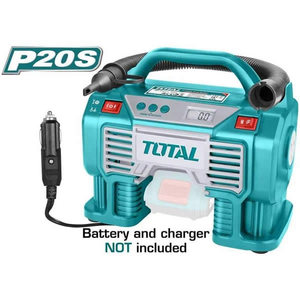 COMPRESOR MINI INALAMBRICO 20V 160PSI AUTOMATICO PARA CARRO BATERIA Y CARGADOR NO INCLUIDO TOTAL (TACLI2002)