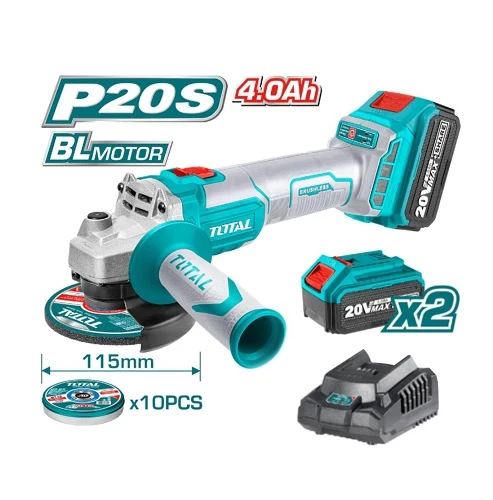 PULIDORA INALAMBRICA 20V INCLUYE 10 DISCOS PARA CORTE DE METAL 2 BATERIAS Y CARGADOR INDUSTRIAL TOTAL (UTAGLI2011582)