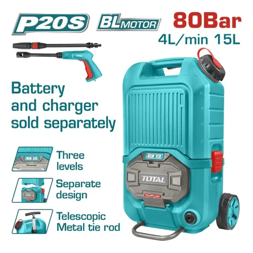 HIDROLAVADORA PORTATIL 40V 1160PSI INDUSTRIAL NO INCLUYE BATERIA NI CARGADOR TOTAL (TPWLI4006)