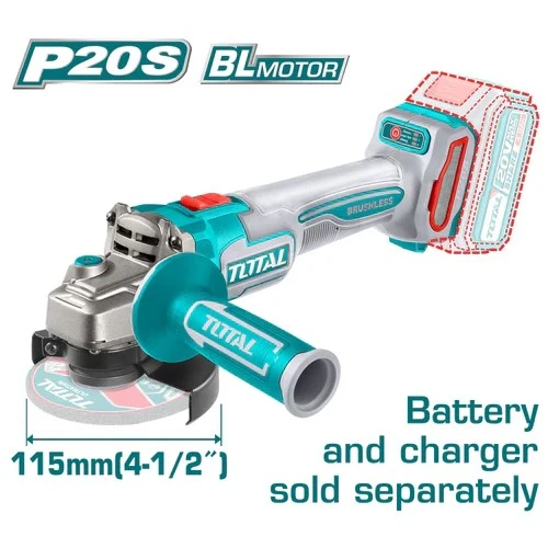 PULIDORA INALAMBRICA 4 1/2 INDUSTRIAL 20V BATERIA Y CARGADOR NO INCLUIDO MOTOR SIN ESCOBILLAS SUPER TOTAL (UTAGLI21154)