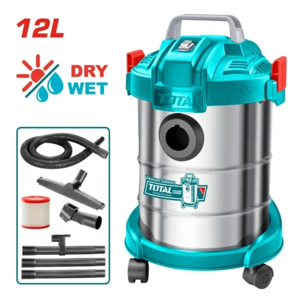 ASPIRADORA Y SOPLADORA PARA HUMEDO Y SECO 12L 800-1000W INCLUYE ACCESOSIROS SUPER TOTAL (UTVC14122)