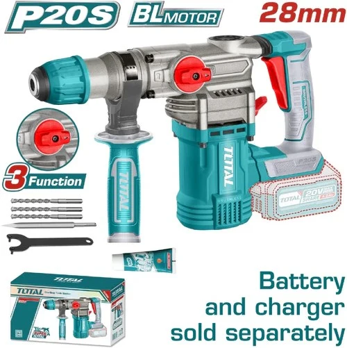 TALADRO ROTOMARTILLO SDS PLUS 4.5 JULES INCLYE ACCESORIOS CARGADOR Y BATERIA NO INCLUIDO INDUSTRIAL TOTAL (TRHLI20288)