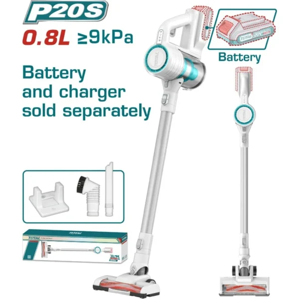 ASPIRADORA MANUAL INALAMBRICA 20V 0.8L BATERIA Y CARGADOR NO INCLUIDO TS USO DOMESTICO SUPER TOTAL (TVLI20061)