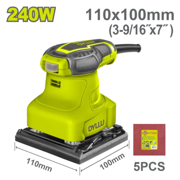 LIJADORA DE PALMA 4 3/8"X 4" 240W INCLUYE 5 LIJAS DYLLU (UDTFA1503)
