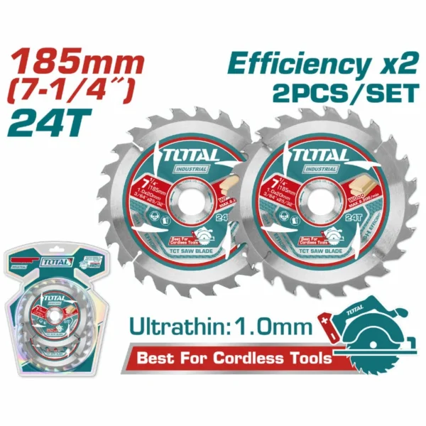 DISCO CORTE MADERA 7 1/4" JUEGO X 2 UNIDADES INDUSTRIAL SUPER TOTAL (TAC2331853)