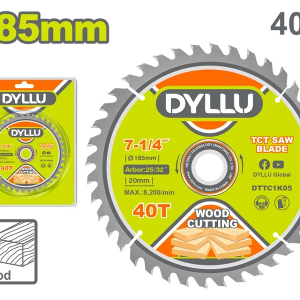DISCO CORTE MADERA 7-1/4" X 40T DYLLU (DTTC1K05)