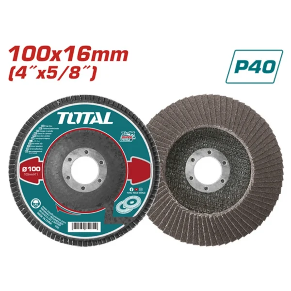 DISCO FLAP 4" GRANO 40 EJE 5/8 (100X16MM) SUPER TOTAL (TAC6310040)
