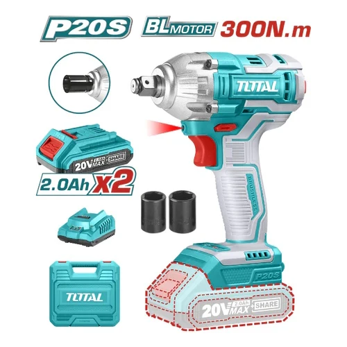 PISTOLA IMPACTO INALAMBRICA 1/2 20V 300 NM INCLUYE 2 BATERIAS 1 CARGADOR SUPER SELECT TOTAL (UTIWLI2038)