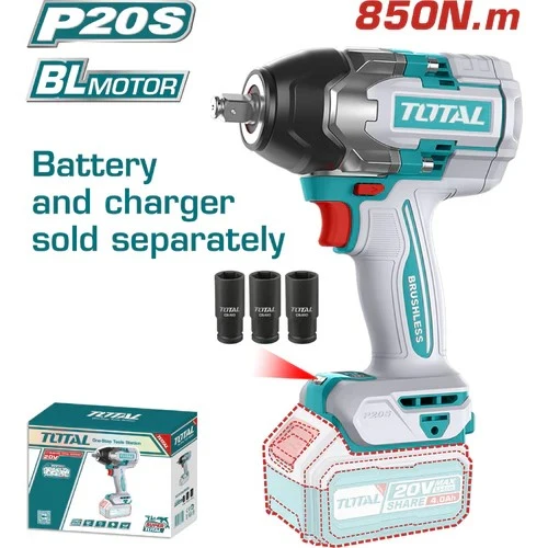 PISTOLA IMPACTO INALAMBRICA 1/2 20V 850NM BATERIA Y CARGADOR SE VENDEN POR SEPARADO SUPER TOTAL (TIWLI20851)